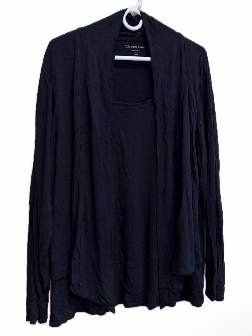 Coldwater Creek Black Layered Cascading Drape Top 2X Lagenlook